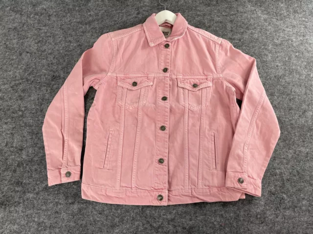 America Today Denim Jacket Women’s Small Pink Jean Buttons N311