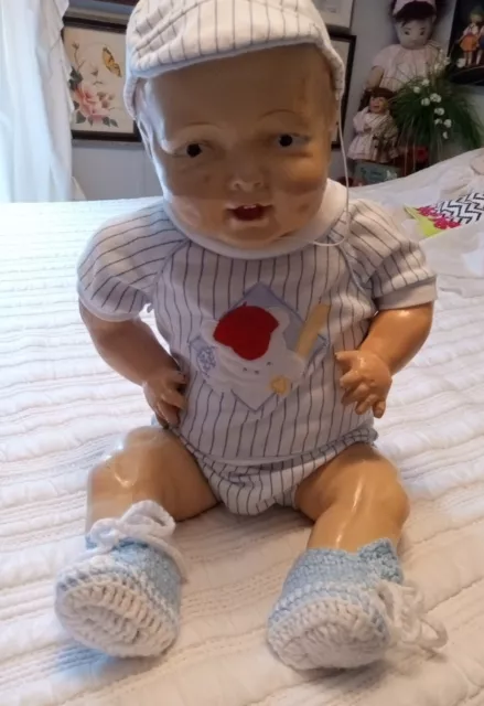 Vintage Old HORSMAN BABY DIMPLES ???  23 Inches COMPOSITION &CLOTH BOY BABY DOLL