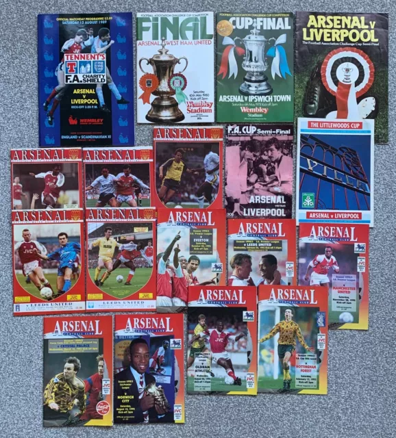 Bundle Of 18 Arsenal Programmes, Fa Cup Finals 78 & 80, Charity Shield 89, Div 1