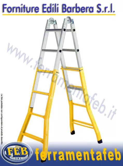 Scala Telescopica  Multiuso Jolly Acciaio/Alluminio 5+5 Gradini 4,75 H