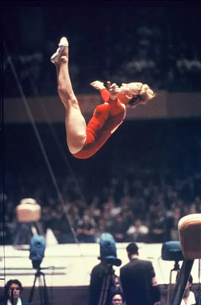 1960s Vera Caslavska Of Czechoslovakia In The Horse Vault 3 Gymnastics Old Photo