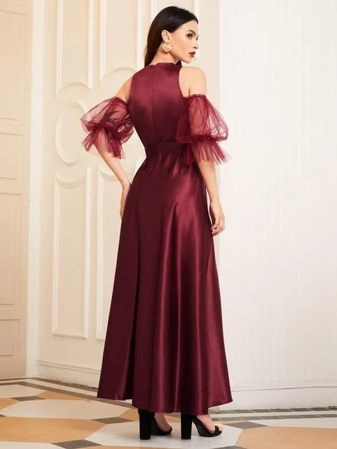 Abito da sera da cerimonia Abito lungo elegante matrimonio vestito da donna 4