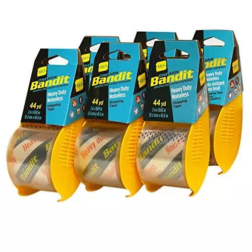 Bandit Shipping Tape 6 Pk 2"x1600" Total 9600" Noiseless with One Arm Dispenser