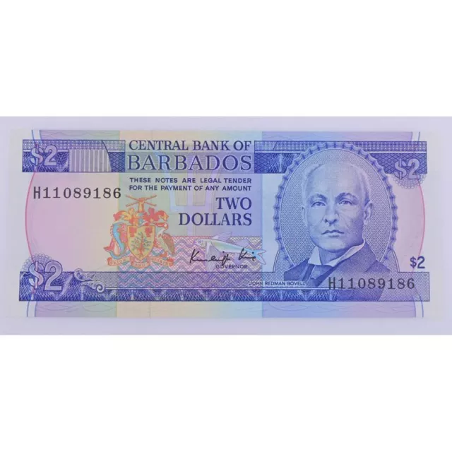 Barbade, 2 Dollars ND (1986), Pick: 36, H11089186, UNC Billets Etrangers BARBADE
