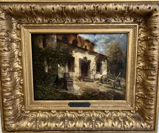 Antique Oil Painting IMPRESSIONIST Villa Landscape Italy ROBERT ALOTT 1850-1910
