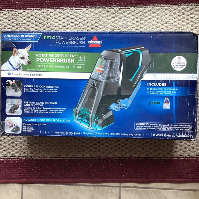 BISSELL PET STAIN Eraser PowerBrush Plus Cordless Portable Carpet