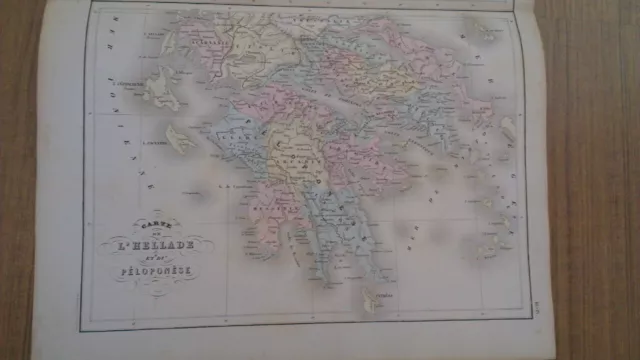 Genuine Antique Hand Colored Map of Europe Ancient Greece Atlas Delamarche 1897