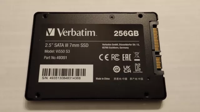 Verbatim Vi550 S3 SSD 256GB 2.5"/SATA 6Gb/s Interne SSD 49351