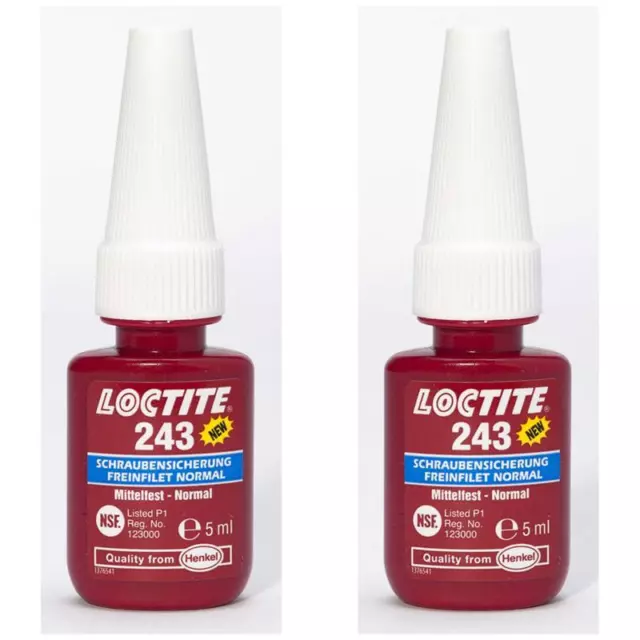 2 x LOCTITE 243 Schraubensicherung Mittelfest blau 5ml 1370555 Schraubenkleber