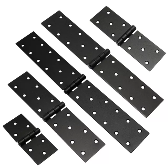 Backflap Strap Hinge Heavy Duty Powder Coated Tee Door Gate Box Shed BLACK 2pcs