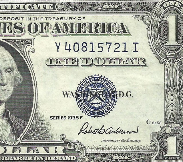RARE 1935F $1 BLUE Seal SILVER Certificate! CHOICE VF! Old US Paper Money!