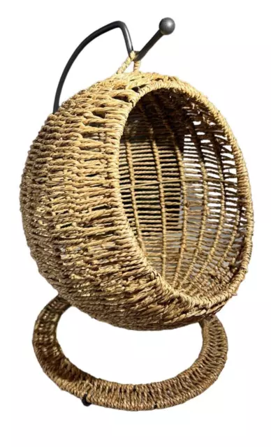Rattan Wicker Hanging Pet Bed for Small Cat or Dog Swinging Egg Chair Hammock