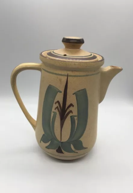 Vintage Honiton Devon Pottery Coffee Pot Rustic Style Hand Crafted Hand Painted