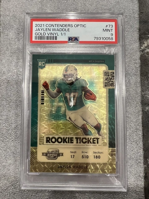 2021 Contenders Optic Jaylen Waddle Gold Vinyl Rookie Ticket PSA 9 RC 1/1