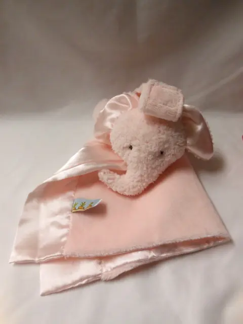Bunnies By the Bay Pink Bye Bye Buddy Elephant Baby Blanket Security Lovey 10" L