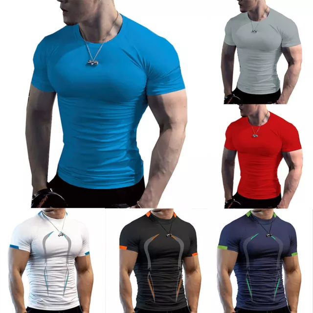 HOMME GYM T-SHIRT Crossfit Fitness Musculation Muscle Male Courte Slim Fit  Tee EUR 8,49 - PicClick FR