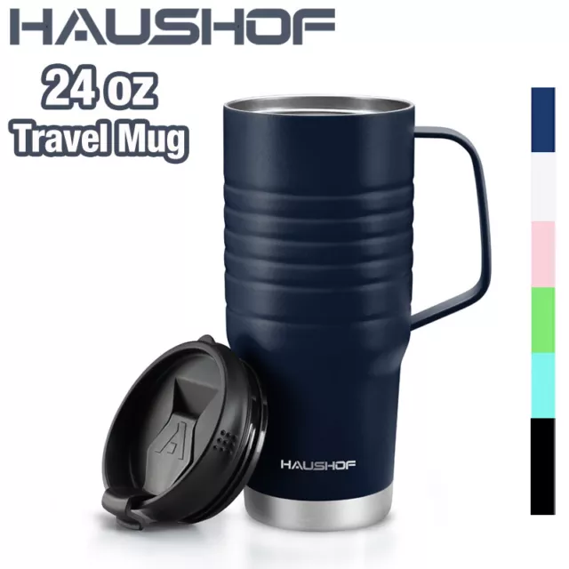 HAUSHOF 24 oz Vacuum Insulated Travel Mug Cola Travel Mug Double Wall Travel Mug