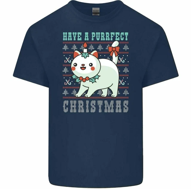 T-shirt natalizia Have a Perfect da uomo divertente gatto gatto regalo gattino animale domestico 9
