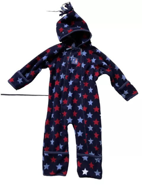 Jojo Maman Bebe Unisex Polar Fleece Baby Pramsuit In The Snow 12-18 Months Stars