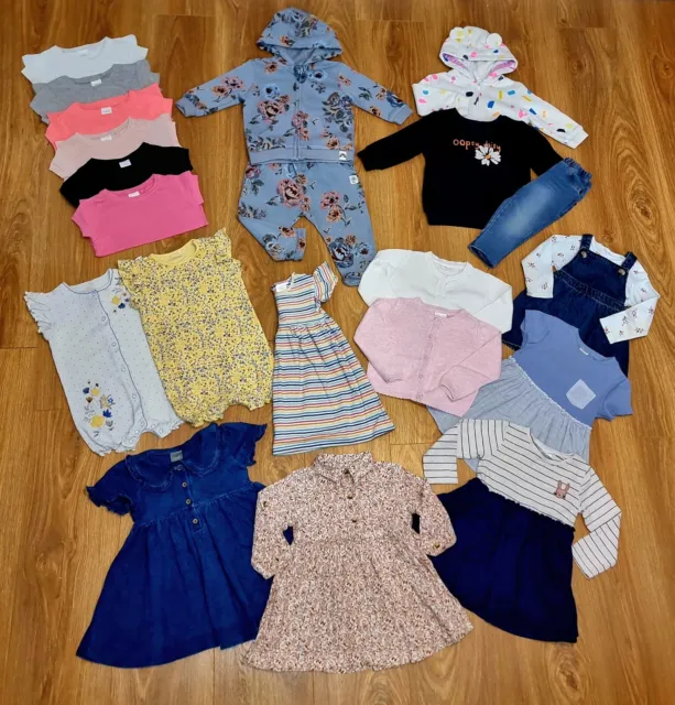#27 Large Bundle Of Baby Girls All Next Clothes Age 9-12 Months Outfits Dresses