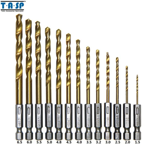 13PC HSS Titanium Coated Twist Drill Bits for Metal Drilling Power Tool