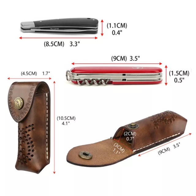 TOURBON LEATHER 3.5& Pocket Knife Sheath Folding Knives Case Belt Pouch ...