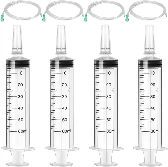 60ml Syringe,4Pcs Large Plastic Syringe with Tube for Scientific Labs...