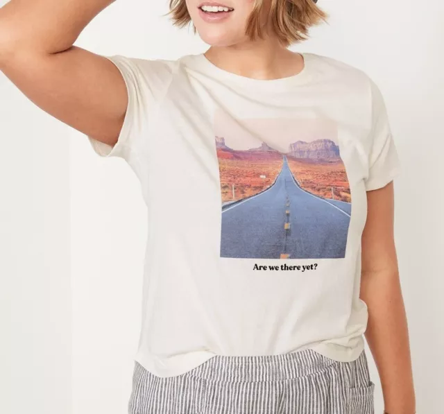 Old Navy Women's Are We There Yet? Road Trip T-Shirt Tee Top Xxl 18 20 Plus