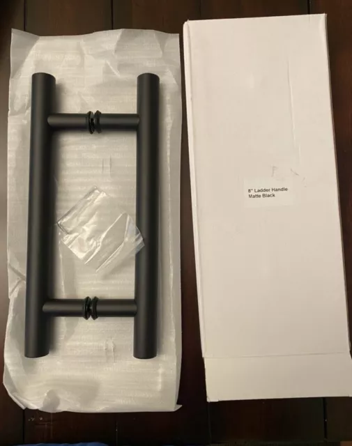 Matte Black Shower Door Handle - 8" H-Style Ladder Pull (1" diameter) 12mm tuff.