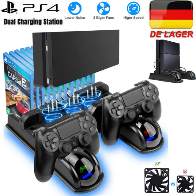 Vertikaler Ständer für PS4/PS4 Slim/Pro Controller mit Lüfter Ladestation Dock