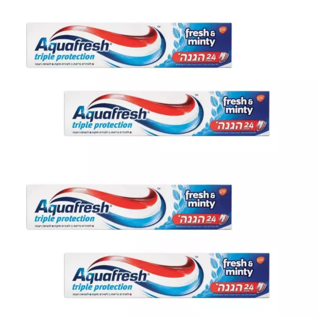 4X Aquafresh Fresh & Minty Toothpaste 24 Hours 100 ml  3.5 oz