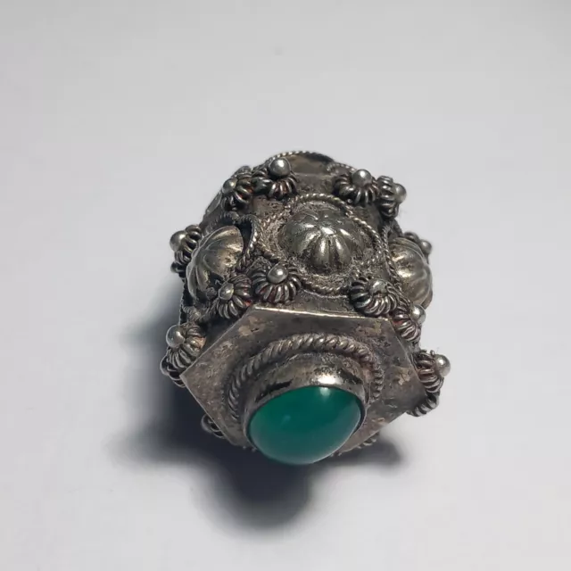 ANTIQUE SILVER ARTS And Crafts Chrysoprase Pendant..Russian Stamps ...