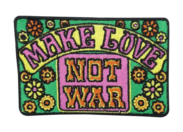 Make Love not War Patch zum Aufbügeln | Hippie Blumen Patches, Peace Flicken