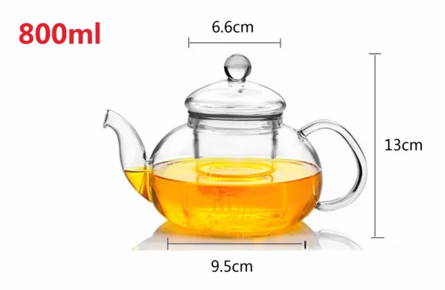 Heat Resistant Glass Teapot With Glass Infuser Flower Teapot Tea Maker 5 Sizes