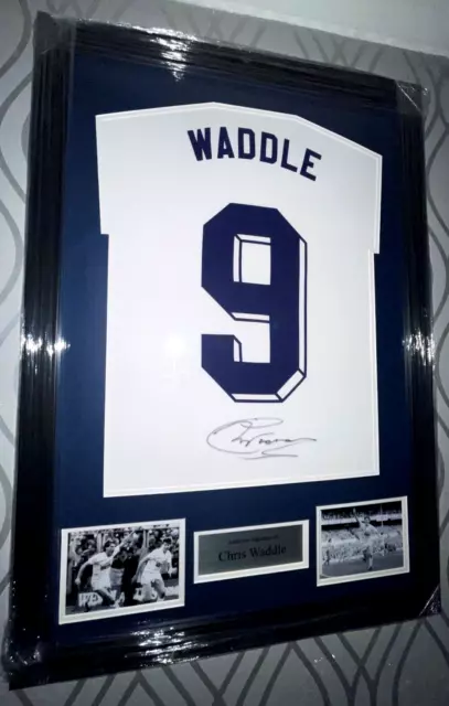 Framed Chris Waddle Signed Tottenham Hotspur Spurs Coa Autograph T-Shirt