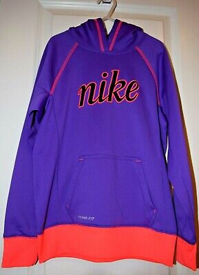 Euc Nike Girls Therma-Fit Purple Pink Hooded Sweatshirt Hoodie Size M Medium
