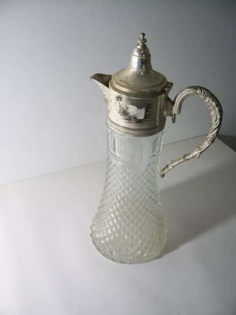 Caraffa Brocca Vintage Con Portaghiaccio Cristallo E Metallo Argentato