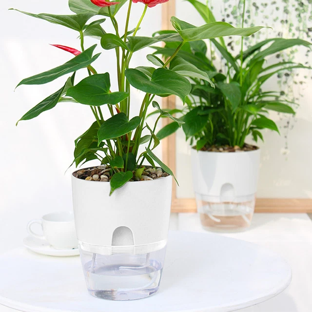 2 Layer ABS Flowerpot Self Watering Plant Container w/Water Tank (10.5cm) 7