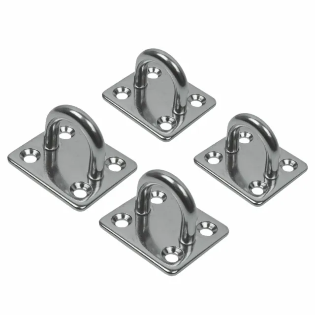 Stainless Steel D Ring 316 Eye Plate - 8mm with Square Pad - 4 Pack 〕