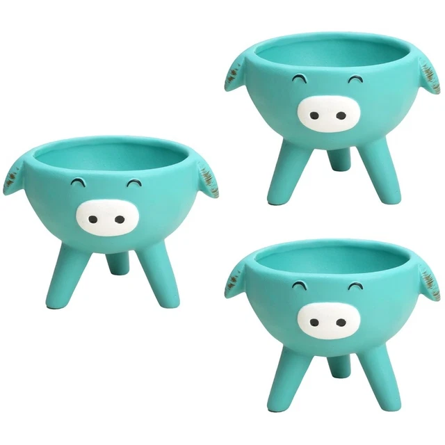 3x Eule Sukkulenten Töpfe Katze Topf Bunny Statue Porzellan Blumentopf