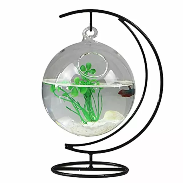 STOYRB Desktop Hanging Glass Fish Tank Mini Table Aquarium Glass Betta Fish Bowl