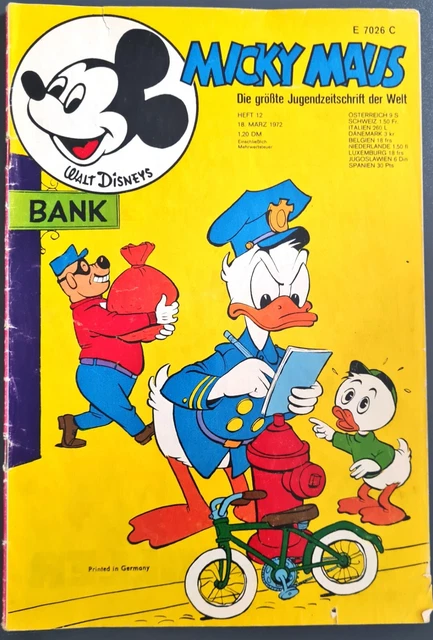 Micky Maus Comic Heft Nr.12 mit SB+GS 1972 (212