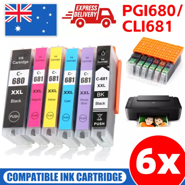 6 Pack Ink Cartridges PGI-680 CLI-681 XXL For Canon TS8160 TS8260 TS8360 TS9160