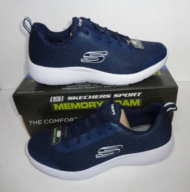 Skechers Mens Memory Foam Navy Lace Up Trainers Casual Gym Shoes New UK Size 10