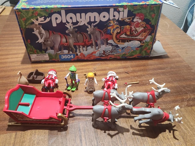 PLAYMOBIL 3604 CHRISTMAS Reindeer, Sleigh, Santa, Angel Incomplete
