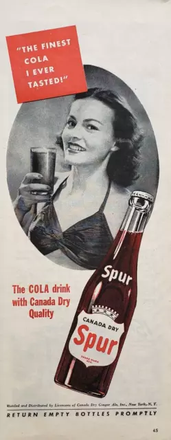 1944 Canada Dry Spur Cola Soda Pop Return Empty Bottles Vintage Print Ad
