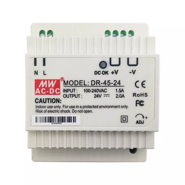 2A Industrial DIN Rail Power Supply DR-45-24V 45Wat Output 24V USA STOCK NEW