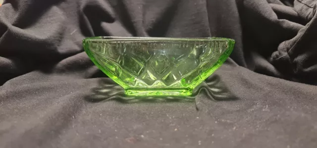 Art Deco Sowerby Green Glass Dish 1930s