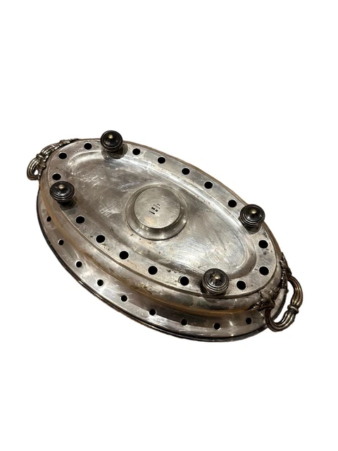 ANCIEN CHAUFFE PLAT Oval en Métal Argenté - FR
