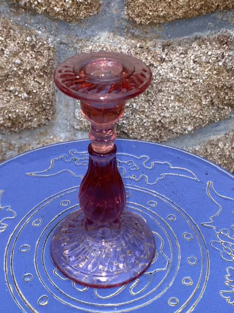 Bougeoir En Cristal De Bohème Rouge Vintage